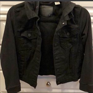 Levi denim/ fleece hooded black Jacket size small